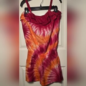 Justice Tie-Dye Girls Romper with Ruffle Detail Size 16